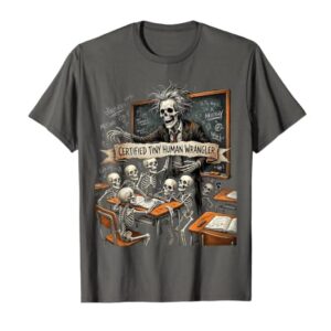 Certified Tiny Human Wrangler Kindergarten Teacher T-Shirt, Men, Asphalt Grey, Large