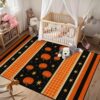 CERYUEE 3x5 Pumpkin Area Rug Orange Black Rug Halloween Home Decor