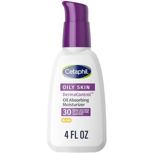 Cetaphil DermaControl Oil Absorbing Moisturizer with SPF 30, For Sensitive, Oily Skin, 4 Fl oz, Absorbs Oil, Reduces Shine, Hydrates, Protects, No Added Fragrance (Pack of 12)