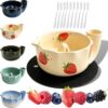 cetzork Berry Bowls with Holes Ceramic - Berry Vortex Bowl Ceramic, Self Spinning Fruit Washer Spinner, Multipurpose Colander Basket for Strawberries, Blueberries & Grapes ，A-set