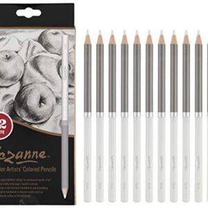 Cezanne Creative Mark Premium Colored Pencils White Set of 12 - Highly-Pigmented Coloring Pencils for Drawing, Blending, Coloring, and More