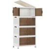 CFQNI 4 Tier Stackable Storage Bins with Lids, 344QT Large Capacity Storage Cabinet (86QT Per Tier), Large Foldable Storage Box Organizer with Wheels & Front Opening Doors for Clothes, Toys, Bedroom