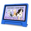 CFVOCUY 2026 Kids Tablet, 10.1 Inch Android 15 Tablet for Kids, 8GB RAM, 64GB ROM(1TB Expand), WiFi 6, Pre-Installed Educational Apps, Parental Control, with EVA Protective Case, Eye Protection