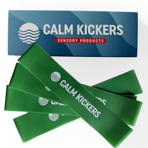 Chair Bands for Kids with Fidgety Feet, Quiet & Durable Sensory Chair Bands for Home or Classroom Seating, ADHD Tools for Kids, Improve Focus, Classroom Must Haves, 4-Pack - CALM KICKERS (GREEN)