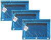 Charles Leonard Pencil Pouch for Binder with 2 Pockets, Front Mesh Pocket, Assorted Colors,Green (Pack of 3)