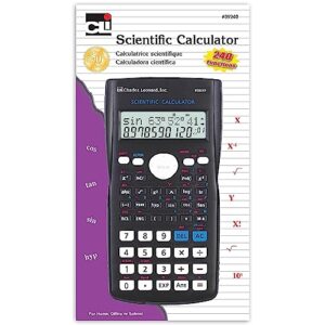 Charles Leonard Scientific Calculator, 12-Digit, 240 Functions, 2-Line Display with Fractions, Algebra Trig and Conversions, Solar with Battery, 1-Pack (39240)