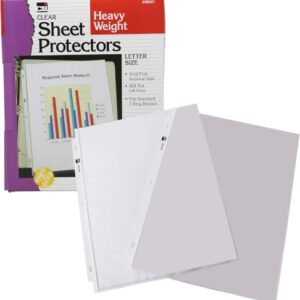 Charles Leonard Sheet Protectors, Top Loading with Binder Holes, 3.3 Mils Heavy Weight, Letter Size, Clear (48341),100 Count (Pack of 5)