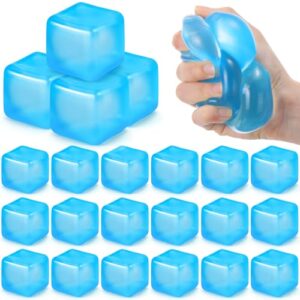 Charnoel 24 Pcs Stress Cube Slow Rising Ice Cube Stress Balls Sensory Squeeze Square Anxiety Relief Balls for Party Favors Prizes Goodie Bag Stuffer (Blue)