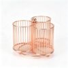 ChayWillow Rose Gold 3-Compartment Rotating Metal Wire Desk Organizer