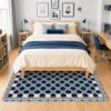Checkered Area Rug, Geometric Contemporary Border Square Navy Blue Dorm Room Essentials Indoor Rectangle Carpet Non Shedding Rugs for Bedroom College Dorm Kitchen Decor 4' X 6'