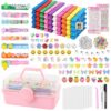 Cheer Pins Decorating Kit with 3-Tier Box, 1350Pcs DIY Spirit Clip Making Supplies, Colored Clothes Pins, Unicorn Strawberry Charms & Beads, Backpack Accessories for Team Classroom Cheerleader Gifts