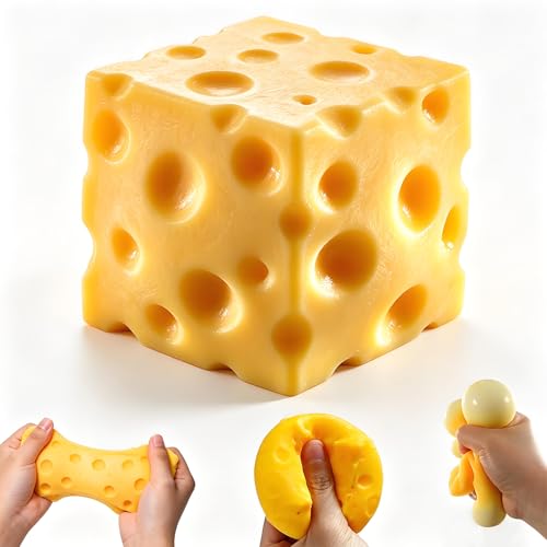 Cheese Squishy Stress Relief Toy, Soft Slow Rising Sensory Food Fidget Toy,Cute Squeeze Stress Balls for Adults, Anxiety Relief Calming Fidget for Office Home Travel