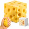 Cheese Squishy Toy, Soft Sensory Cheese Block Stress Ball, Slow Rising Squeeze Fidget Toys for Adults , Realistic Cheese Cube Novelty Gift for Relax and Focus (2.2in)