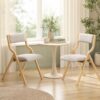 CHEFJOY Folding Chairs Set of 2, Wooden Dining Chairs with Cushion
