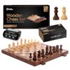 Chess Armory 15 inches Walnut Wooden Chess Set and Chess Clock Bundle for Kids and Adults