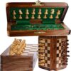 ChessBazar 12x12” Chess Set Chess Set with Bag - Folding Standard Magnetic Travel Chess Board Game Handmade in Fine Rosewood with Storage for Chessmen