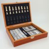 Chess Foldable Wooden Chess Set 3 in 1 for Travel Board Games Set for Kids and Adults Chess Dominoes Divination