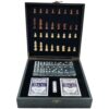 Chess Folding Portable Chess Set Wooden Chess Include Poker Card Dice Set, for Family Board Games
