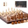 Chess Set 15'' Wooden Magnetic Folding Chess Board, Walnut Color
