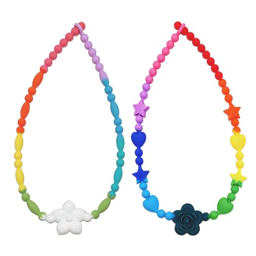 Chew Necklaces for Sensory Kids, Silicone Chewy Necklace Sensory All-in-one Safety Design, Chewing Necklace for Autism, Oral Motor Chew Toys for Kids Boys Girls Adults Reduce Fidgeting & Biting