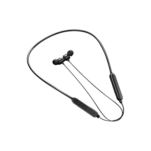 Chewtoyo Neckband Wireless 5.3 Earbuds, Metal in-Ear Sports Headphones, 10-Hour Standby, Round Wire Neckband, Noise Cancelling, Compatible with Multiple Devices, Black, 8.3 x 6.5 x 1.4 in
