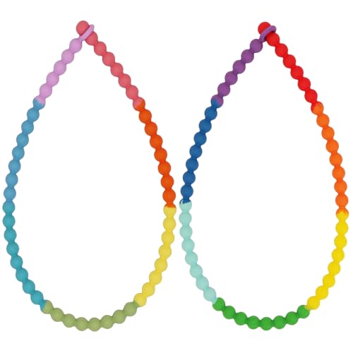 Chewy Necklace Sensory 2 Pack, One Piece Safety Design Chewing Necklace for Kids Sensory with Autism, ADHD, SPD, Silicone Adult Fidget Oral Chew Toys for Boys Girls Nail Biting Reduce Anxiety Stress