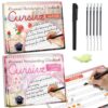 chiazllta 2 Pack Cursive Grooved Handwriting Workbooks Grooved Cursive Reusable Writing Practice Copy Books with Disappearing Ink Pens Learning Activities Supplies (Jokes Riddles&Inspiring Quotes)