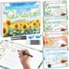 chiazllta 4 Pack Grooved Cursive Handwriting Practice Kit with Disappearing Ink Pens Magic Reusable Grooved Cursive Writing Workbooks Copybook for Beginners Kids (Words&Sentence&Reading&Letters)