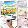 chiazllta 4 Pack Grooved Cursive Handwriting Practice Kit with Disappearing Ink Pens Magic Reusable Grooved Cursive Writing Workbooks Copybook for Kids (Poems&Number&Jokes Riddles&Inspiring Quotes)