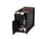 CHIC HOUSE Farmhouse End Table with Wheels & Charging Station, USB-C, Narrow Rolling Side Table with Storage Cabinet and Deep Drawer, Small Nightstand with Hidden USB Ports and Outlets, Black