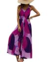 CHICME Women’s Abstract Print V Neck Jumpsuit Wide Leg High Cinched Waist Backless Sleeveless Chic Vacation Beach Romper-pu-S