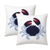 Chicplaid 2 Pcs Blue Crab Pillow Covers Beach Coastal Covers Summer Beachy Style Decoration Nautical Throw Pillow Cases for Couch Sofa Living Room Bedroom, 18x18 Inches