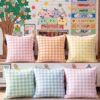 Chicplaid 6 Pcs Pastel Classroom Gingham Throw Pillow Cover 18 x 18 Inch Retro Plaid Classroom Calming Corner Decor Back to School Pillow Cases for Reading Corner Nursery Playroom Sofa Couch Decor