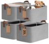 CHICVITA 4 Pack Foldable Fabric Storage Bins with Metal Frame, Gray