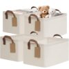 CHICVITA 4 Pack Storage Baskets for Shelves, Collapsible Fabric Closet Baskets for Organizing, Shelf Bins with Metal Frame, Clothes Towel Organizer for Closet, 14.8" x 10.3" x 8.3", Beige