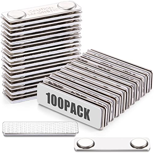 Chinco 100 Sets Magnetic Name Tag Magnet for Classroom Students Office Workers Reusable ID Badges Magnet with Adhesive Backing Strong for Clothes Uniforms Shirts
