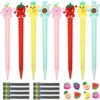 Chinco 24 Pieces Cute Mechanical Pencil with Fruit Erasers and Refills Pastel Colorful Fruit Pencils Bulk with Fun Toppers for Girls Kids Students School (0.7 mm)