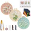 CHIYOSING Embroidery Kit for Beginners Adults, 3 Floral Pattern to Learn Over 30 Different Stitches,Includes Step-By-Step Instructions,Sharp Scissors and 2 Exquisite Hairpins and Multiple Accessories