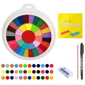 Chiyyak Funny Finger Paint, 36 Color Set with Drawing Book and Lining Pen, Easy To Clean, Finger Drawing Toys for Kids, Education, Great Gift for Kids (36 Color Prints)
