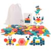 Chiyyak Tangram Wooden Interactive Building Blocks Set, Safe and Non-Toxic Material, Stimulating Imagination, 180 Pieces Puzzle Toys, Great Birthday Gift for