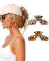 CHLINS 2 Pack Hat Claw Clip for Baseball Caps, No Strap Pressure Hollow Out Hat Hair Clip for Trucker Caps, Secure Grip Cap Accessories for Women Daily Sports & Gym