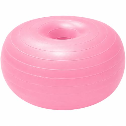 CHMKMPZG Inflatable Yoga Ball Chairs Classroom Office, 17.3 inch Donut Anti Slip Stability Exercise Balls, Portable Flexible Seating Adults, Duty PVC Balance Stools Fitness Core Training (Pink)