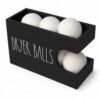 CHONIC Dryer Ball Holder for Laundry Room, Dryer Balls Container Wall Mount, Wood Dryer Balls Storage Organizer, Wool Dryer Ball Dispenser Basket (Black)