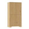 ChooChoo Bathroom Floor Cabinet, Modern Bathroom Storage Cabinet with 4 Fluted Doors and Adjustable Shelves, Kitchen Pantry Cupboard for Living Room, Laundry, Oak