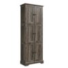 ChooChoo Tall Bathroom Storage Cabinet with 6 Doors, Freestanding Floor Cabinet with Adjustable Shelves, Rustic Weathered Gray Pantry Cabinet for Bathroom, Kitchen, Laundry Room