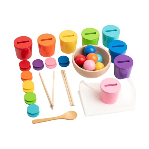 Chosertory Balls in Cups Fine Motor Skills Hand Eye Coordination Color Matching Toy