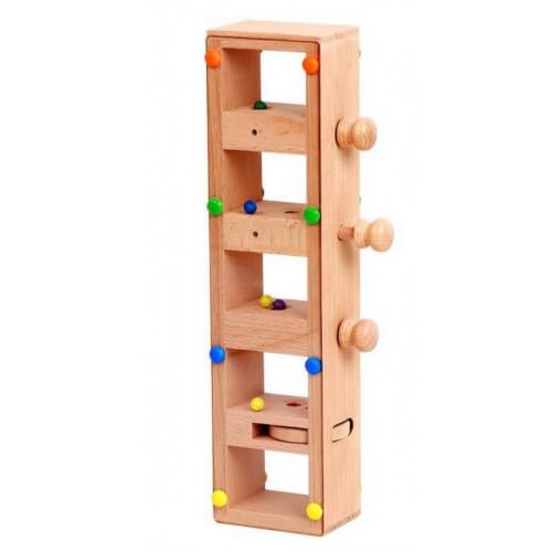 Chosertory Children Educational Game Wooden Marble Run Maze Toy and Block Puzzle with Round Side Knobs and Open Tracks for Hand Eye Practice Focus Building Suitable for Classroom Play Birthday Gifts
