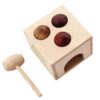 Chosertory Children Percussion Game Wooden Hammering Box Toy Ball Drop Cube with Mallet and Three Balls for Focus Building Suitable for Preschool playrooms Activities