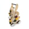 Chosertory Children Wooden Cart Activity Push Toy with Gear Wheels Shape Recognition Fine Motor Panel Compact Basswood Plywood Suitable for First Steps Balance Training Early Education playroom