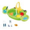 Chosertory Kitchen Sink Toys Dishwasher Playset for Children with Running Water Feature Realistic Pretend Wash and Cooking Play Accessories Suitable, Frog Green